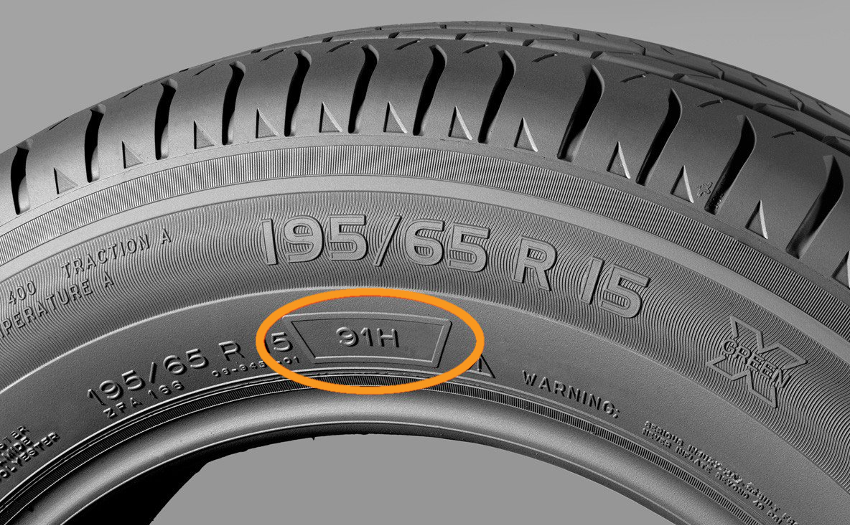 Simbología en los neumáticos:  índice de carga e índice de velocidad